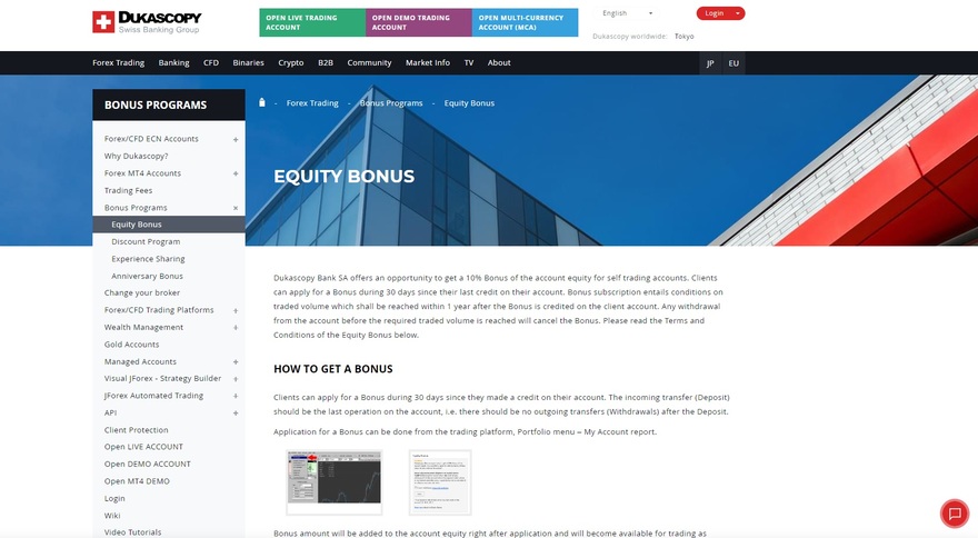 Dukascopy EQUITY BONUS