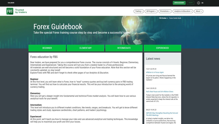 FBS Broker Forex Guidebook
