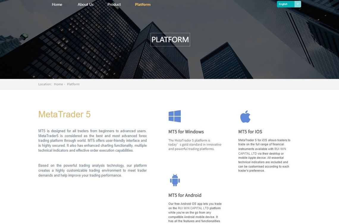 Rui Win Capital  metatrader5 trading platform