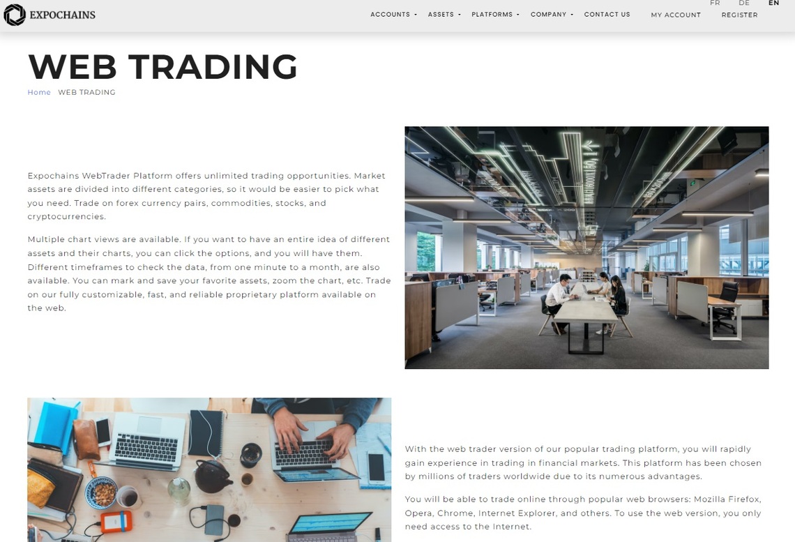 Еxpochains trading platform overview