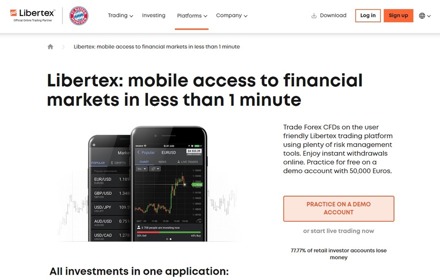  Libertex' platform for trading