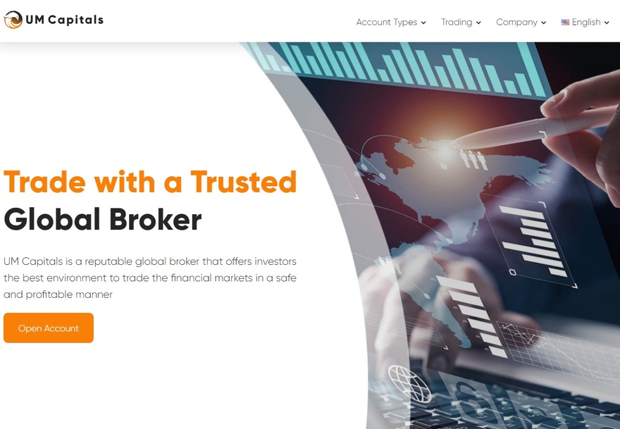 UM Capitals broker's website overview