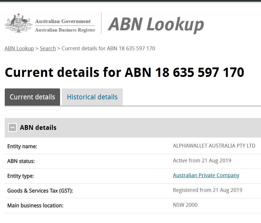 AlphaWallet Australia Pty Ltd Information
