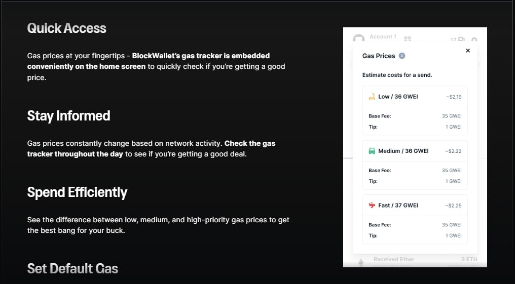 Block Wallet Fees