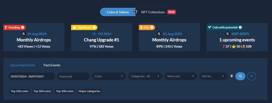 CoinMarketCal Crypto Calendar