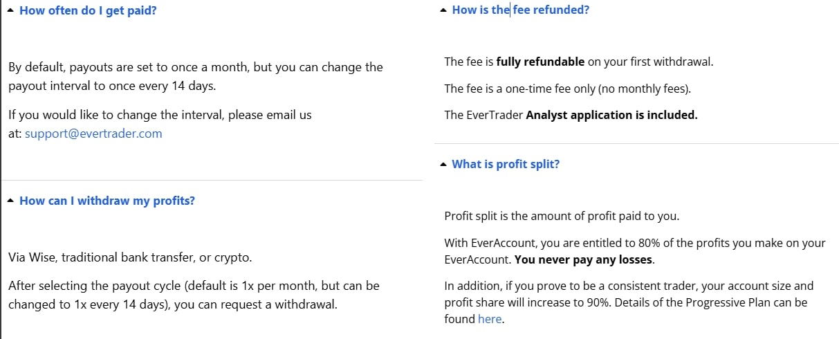 EverTrader Withdrawal Information