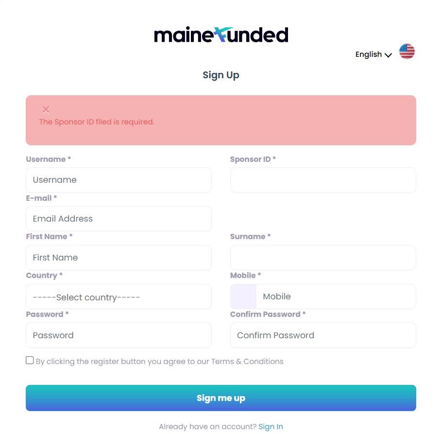 Mainet Funded Login Creation