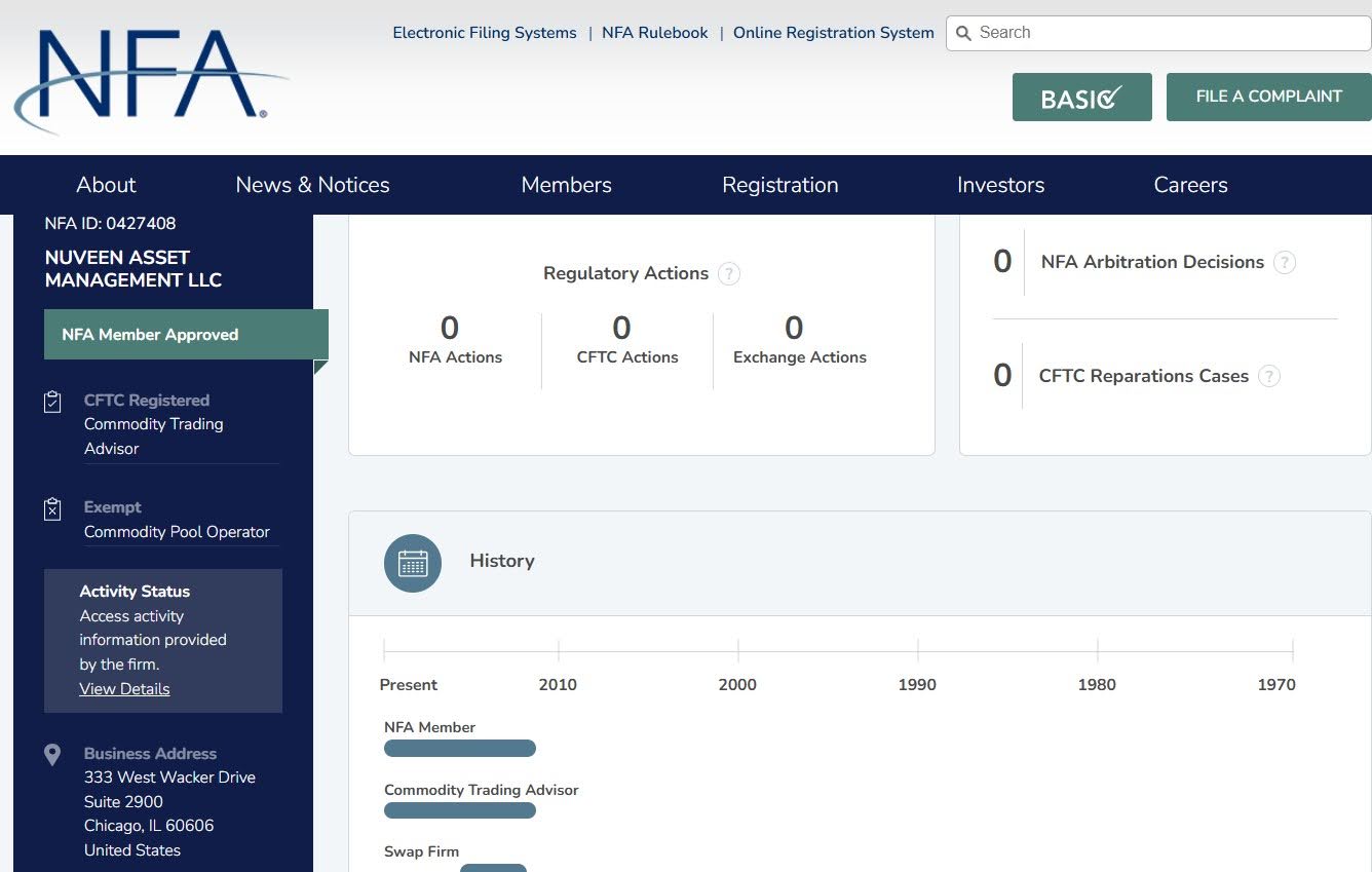 Nuveen NFA Regulation