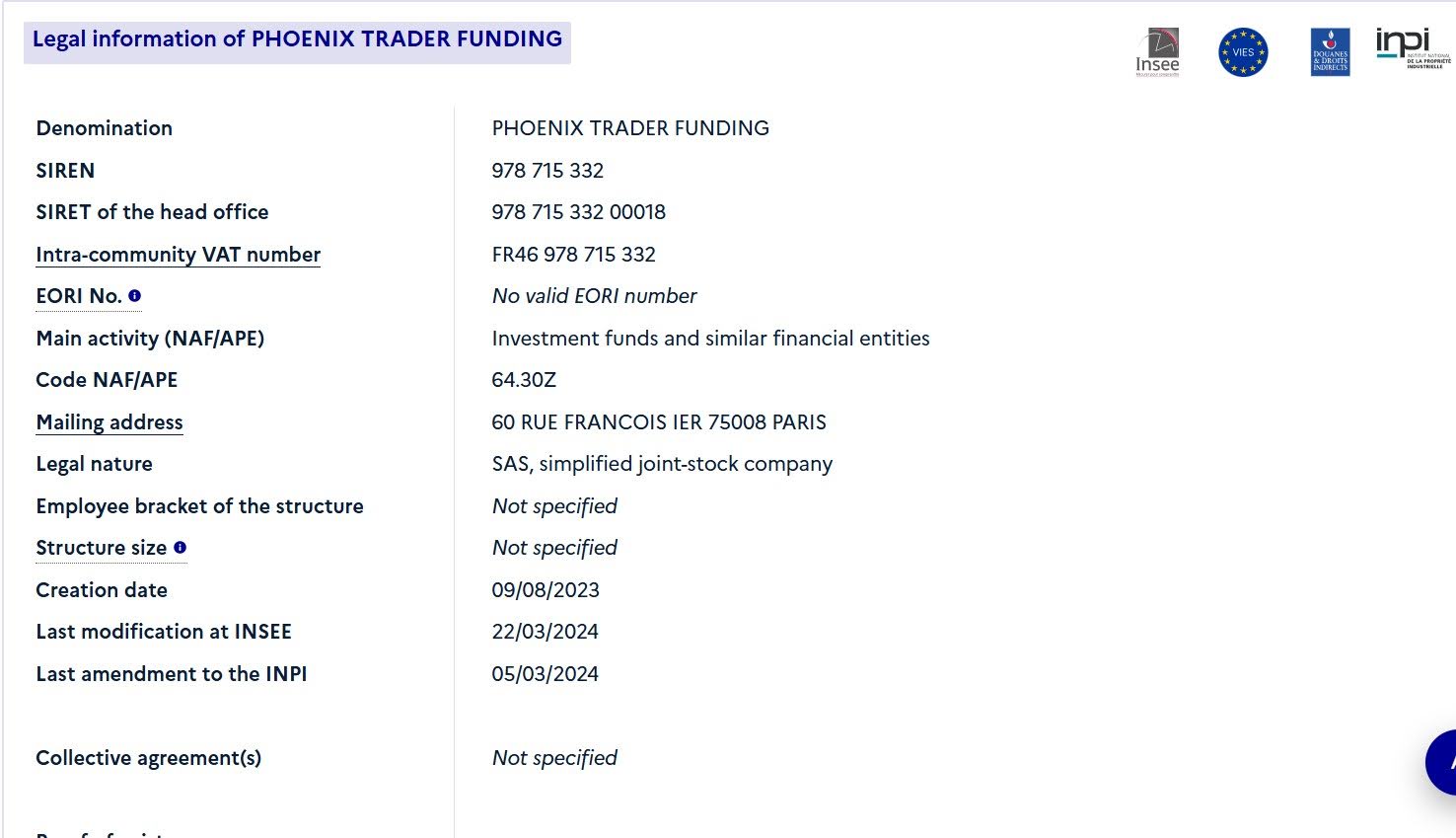 Phoenix Trader Funding Has Entered the State Business Register