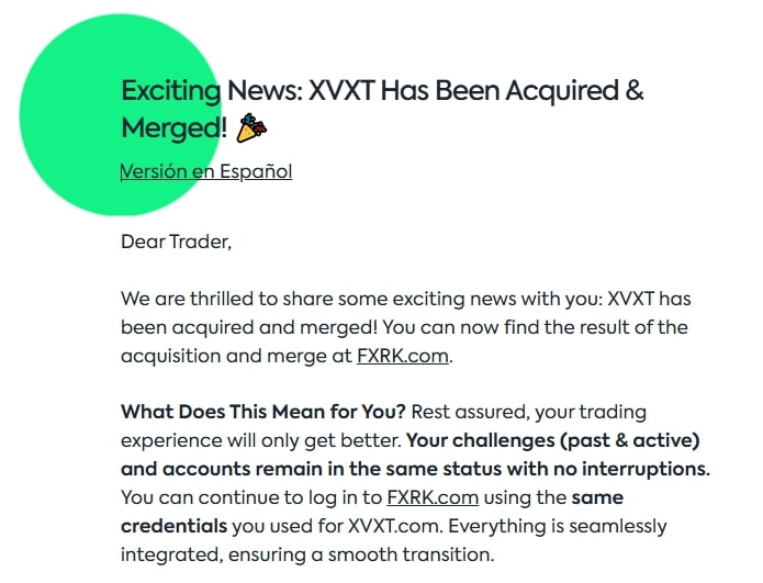 Redirection from XVXT Website