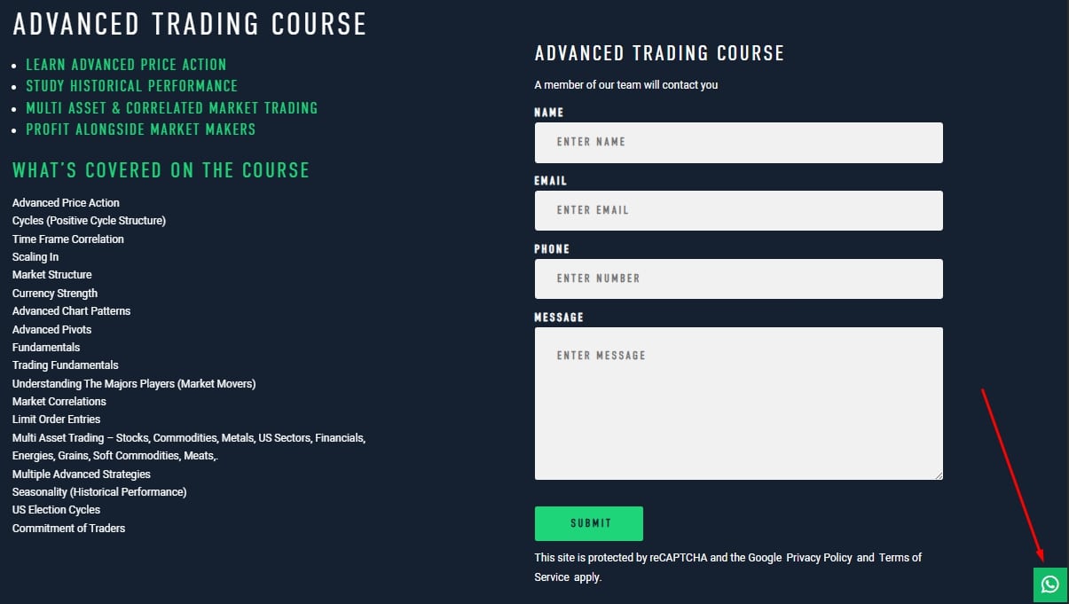 Advanced trading course that gives the idea of exclusivity on the Financial Markets Online website