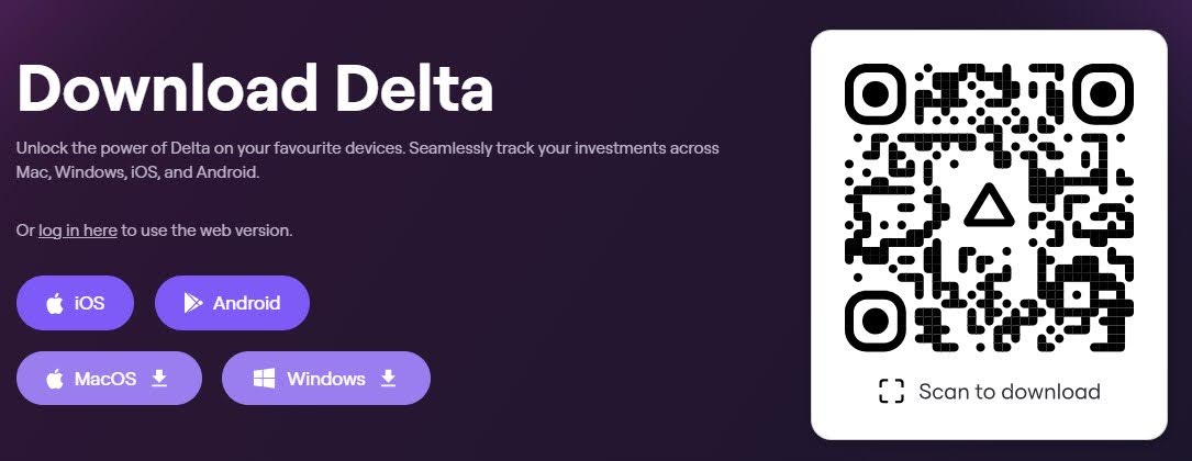 Delta Investment Tracker desktop version for both Mac and Windows