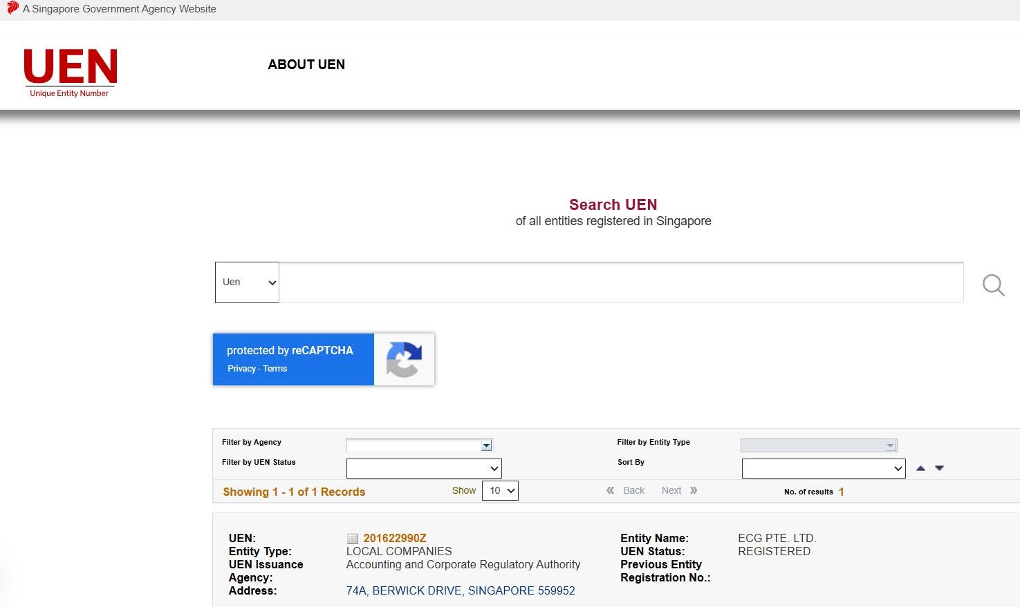 ECG PTE LTD in the Singaporean business register